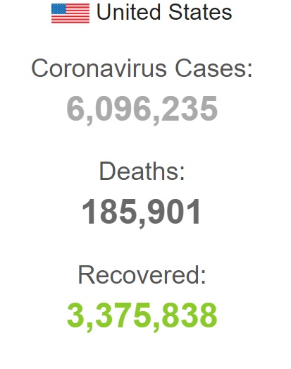 افزایش جان باختگان کرونا در آمریکا به بیش از ۱۸۵ هزار افزایش جان باختگان کرونا در آمریکا به بیش از ۱۸۵ هزار