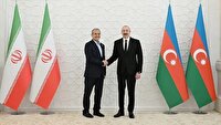 استقبال الهام علی‌اف از پزشکیان در حاشیه اجلاس اکو
