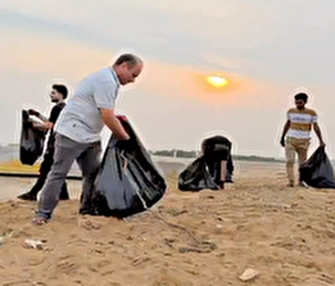 پاکسازی تالاب بندر خمیر از زباله‌ها